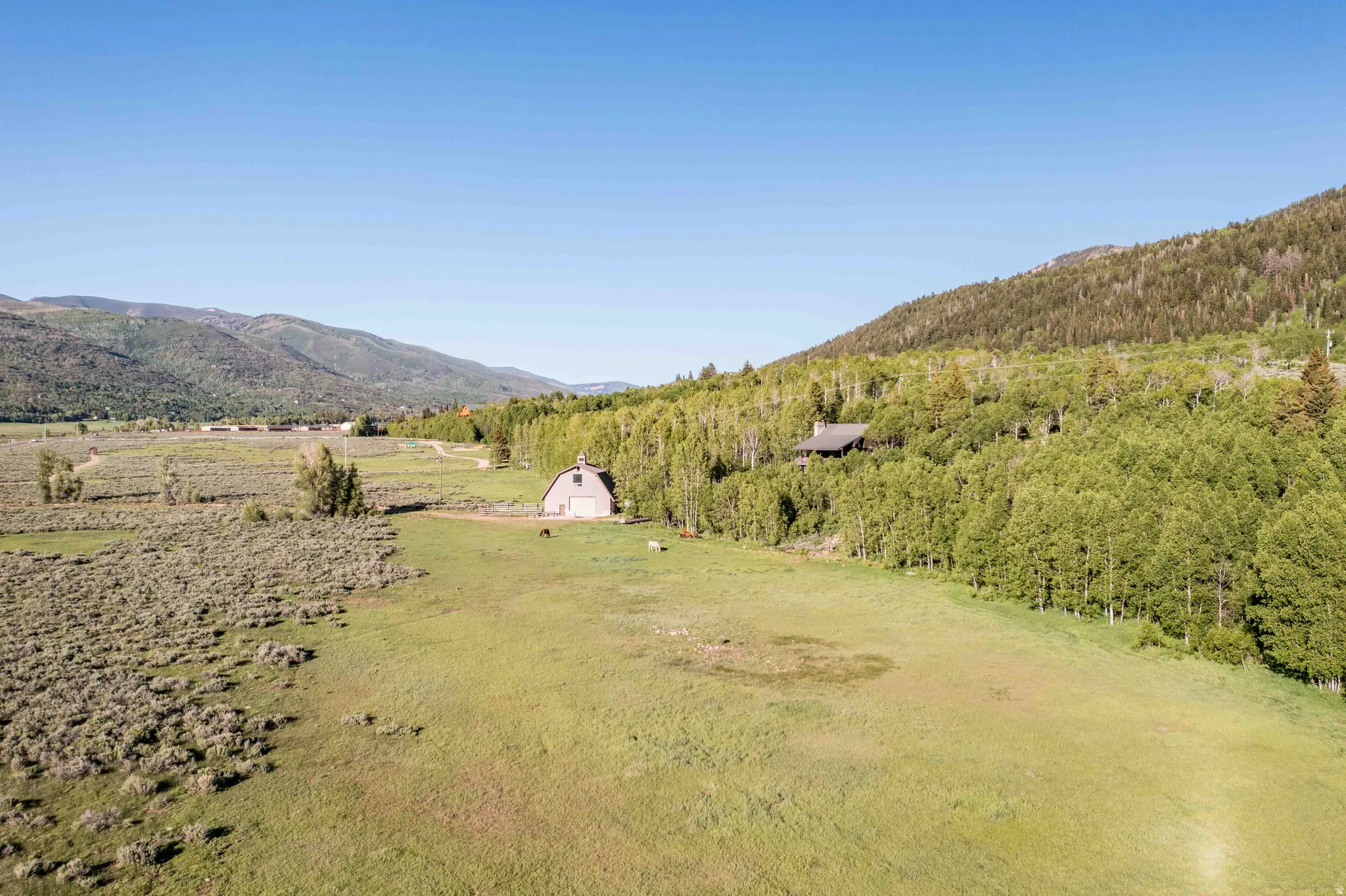 View of mountain background with rural landscape