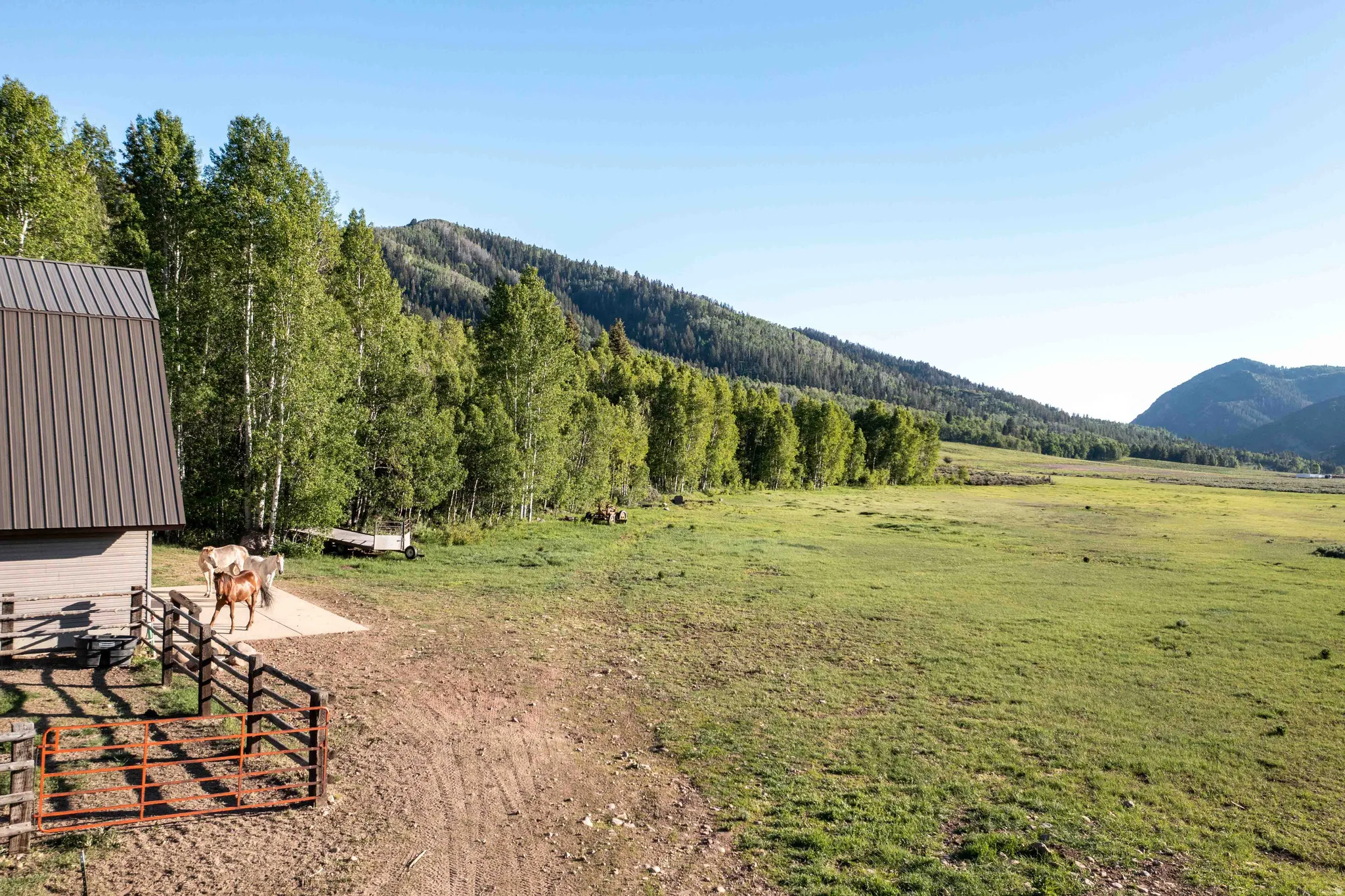 View of yard with a mountain view, an outbuilding, a view of rural / pastoral area, and a patio area