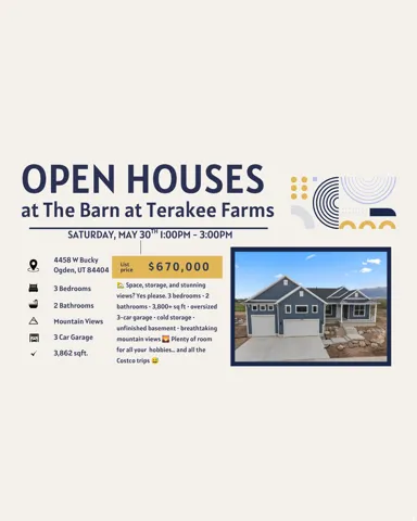 Property Listing. Detailing specific property features and an open house event
