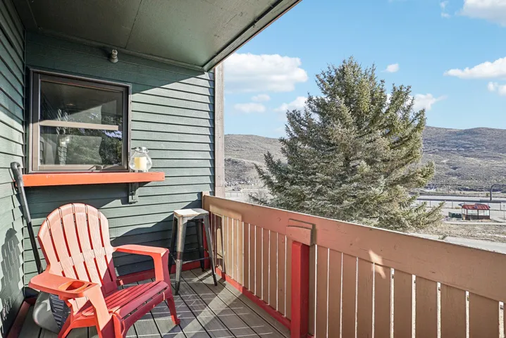 Balcony with a mountain view