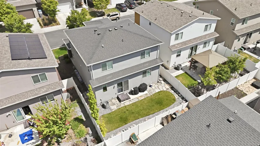 Aerial perspective of suburban area