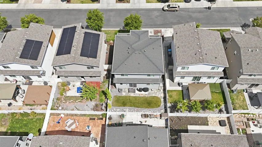 Aerial perspective of suburban area