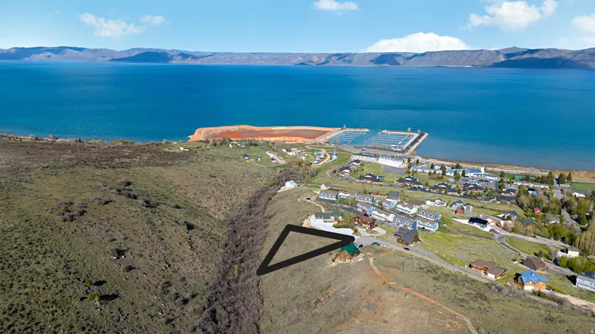 Aerial view of a water and mountain view