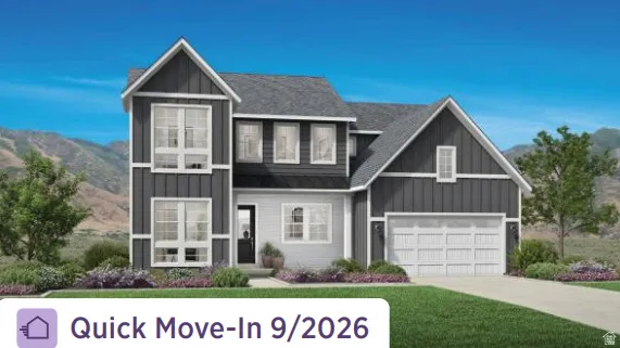 Modern inspired farmhouse with board and batten siding, brick siding.