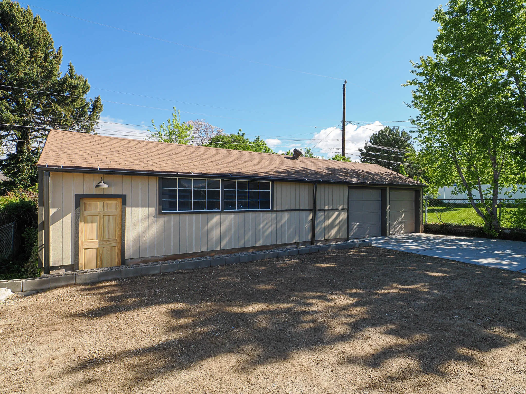 View of detached garage