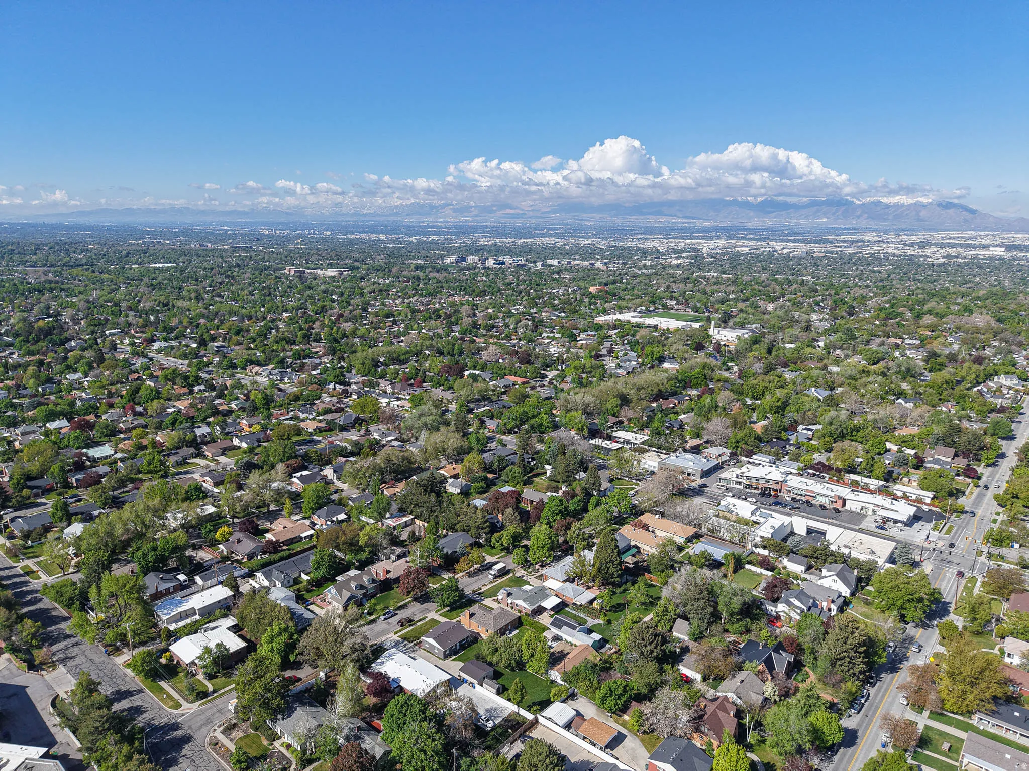 Aerial view of residential area