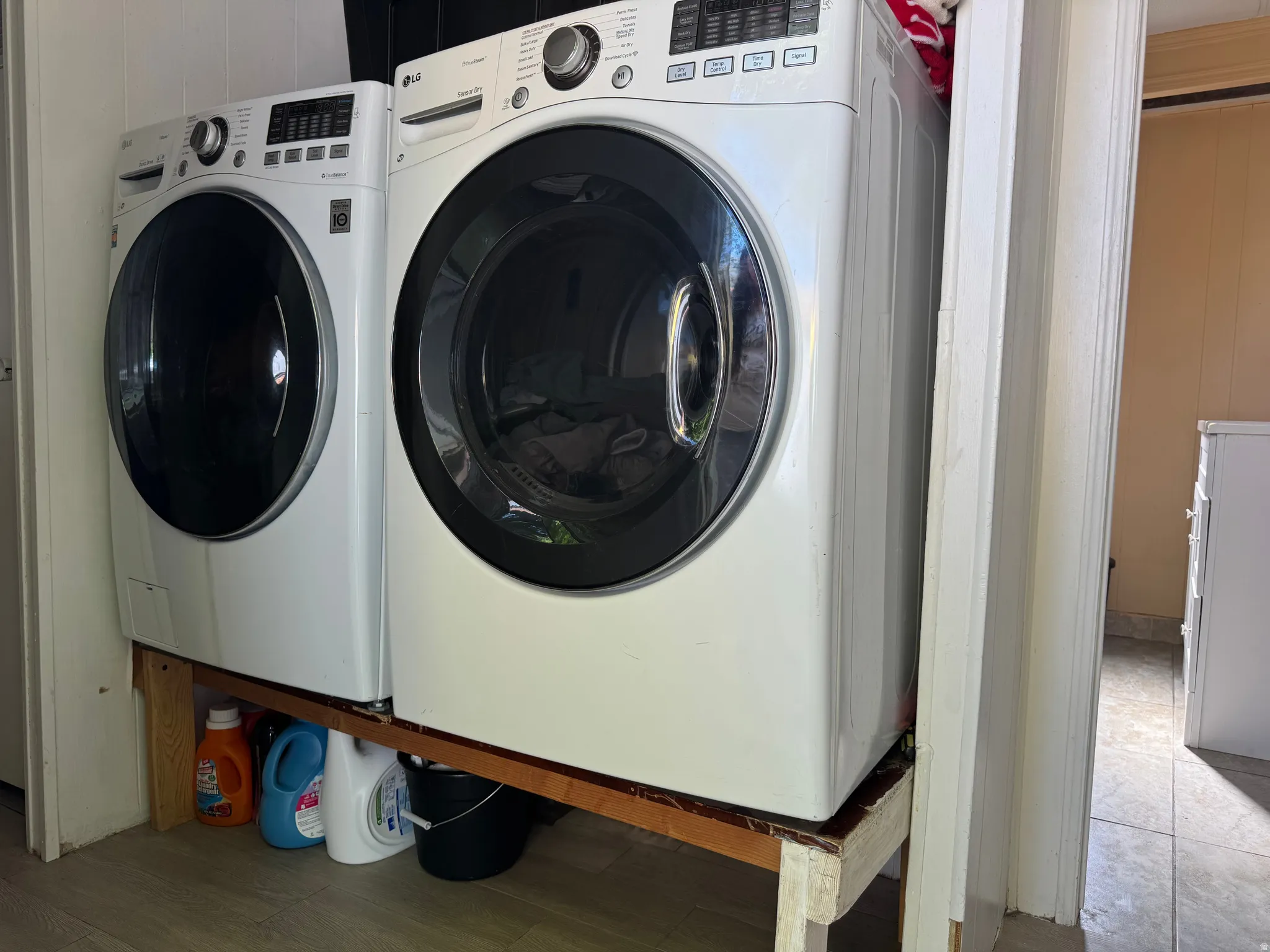 White front-loading washer and dryer set