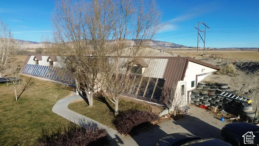 View of home's exterior featuring a mountain view