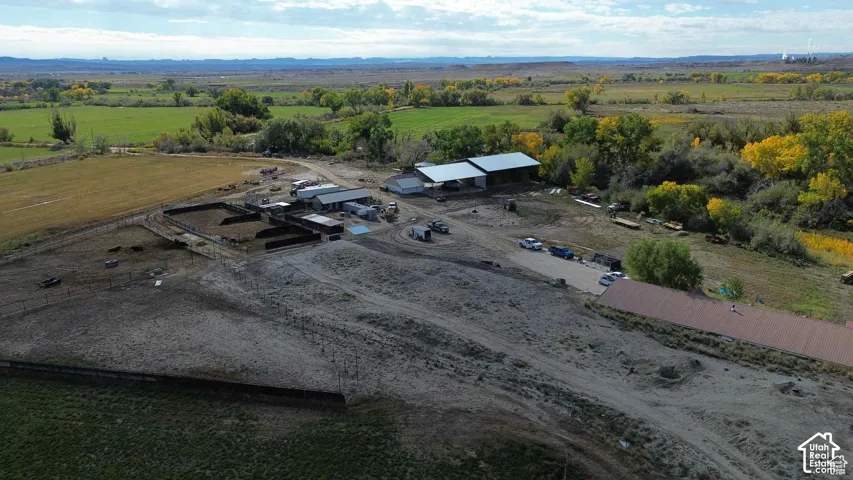 Aerial view of sparsely populated area featuring a mountain backdrop