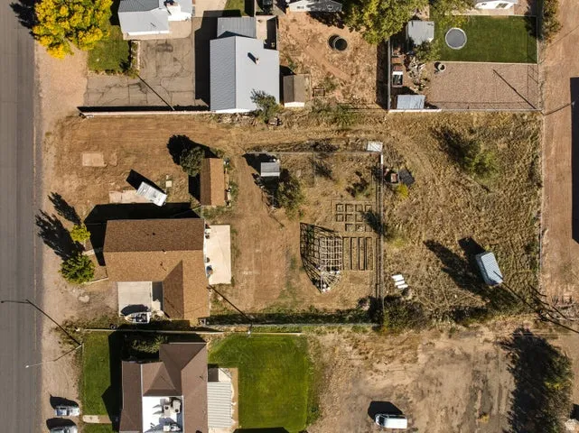 Aerial perspective of suburban area