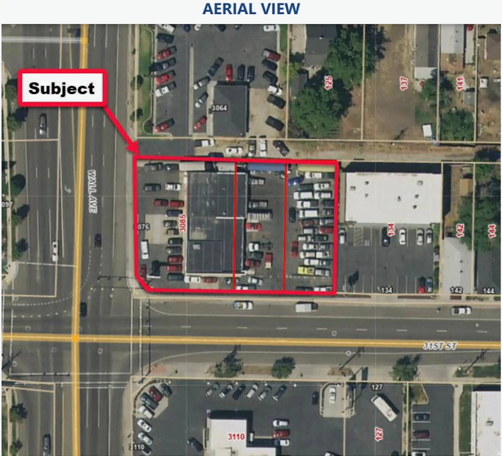 Aerial map of property and surrounding area