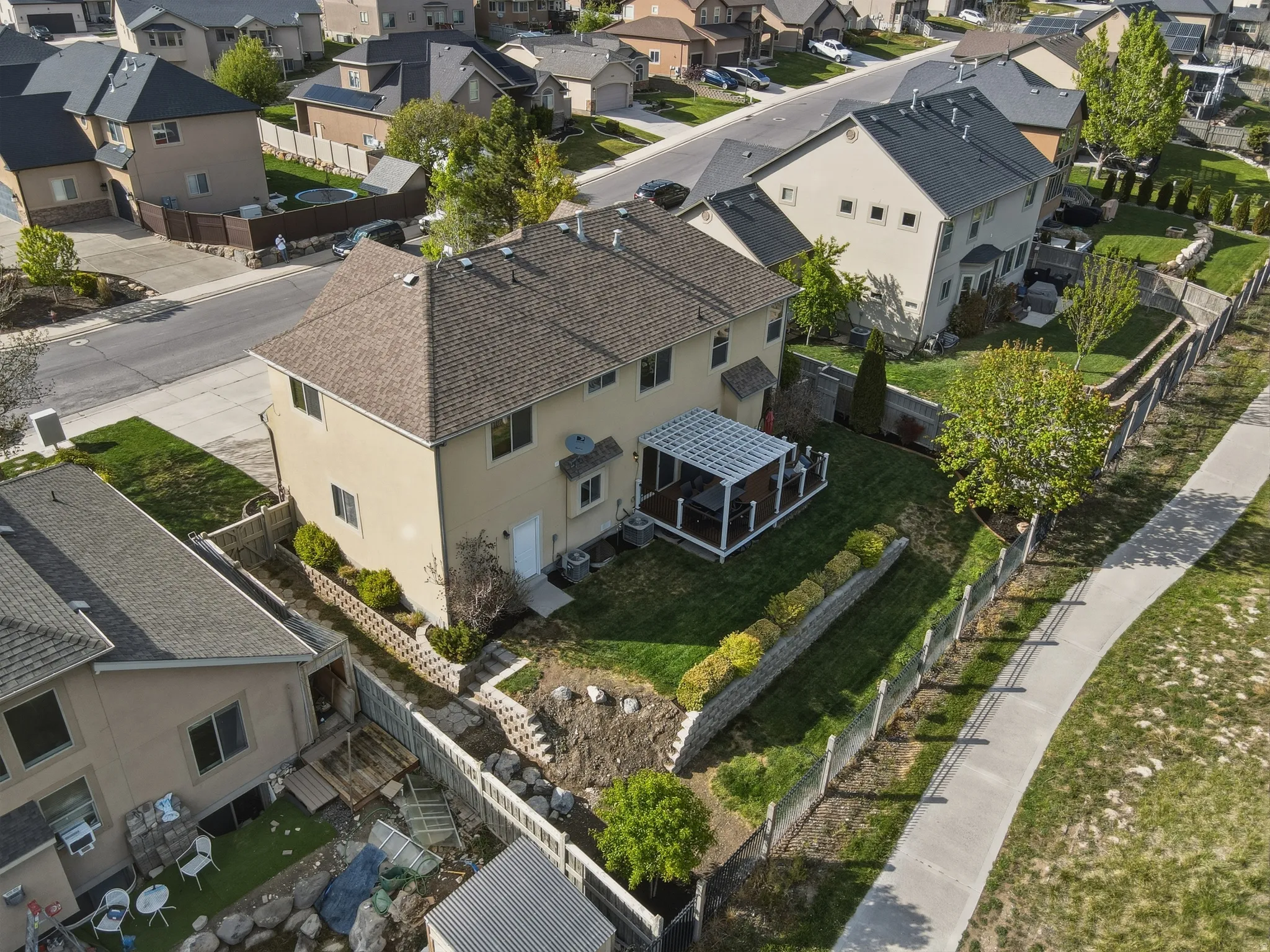 Aerial perspective of suburban area