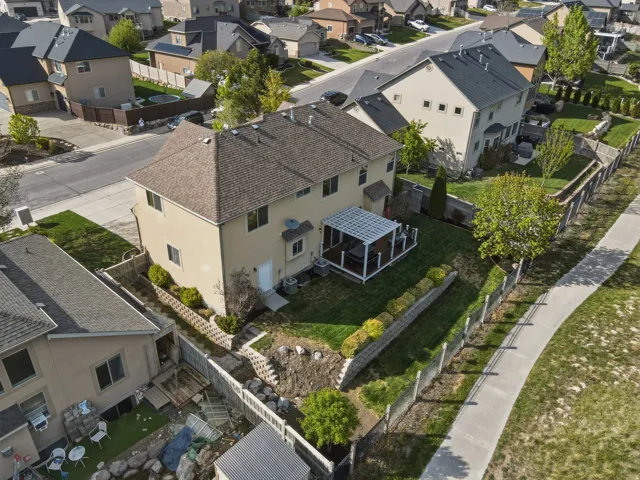 Aerial perspective of suburban area