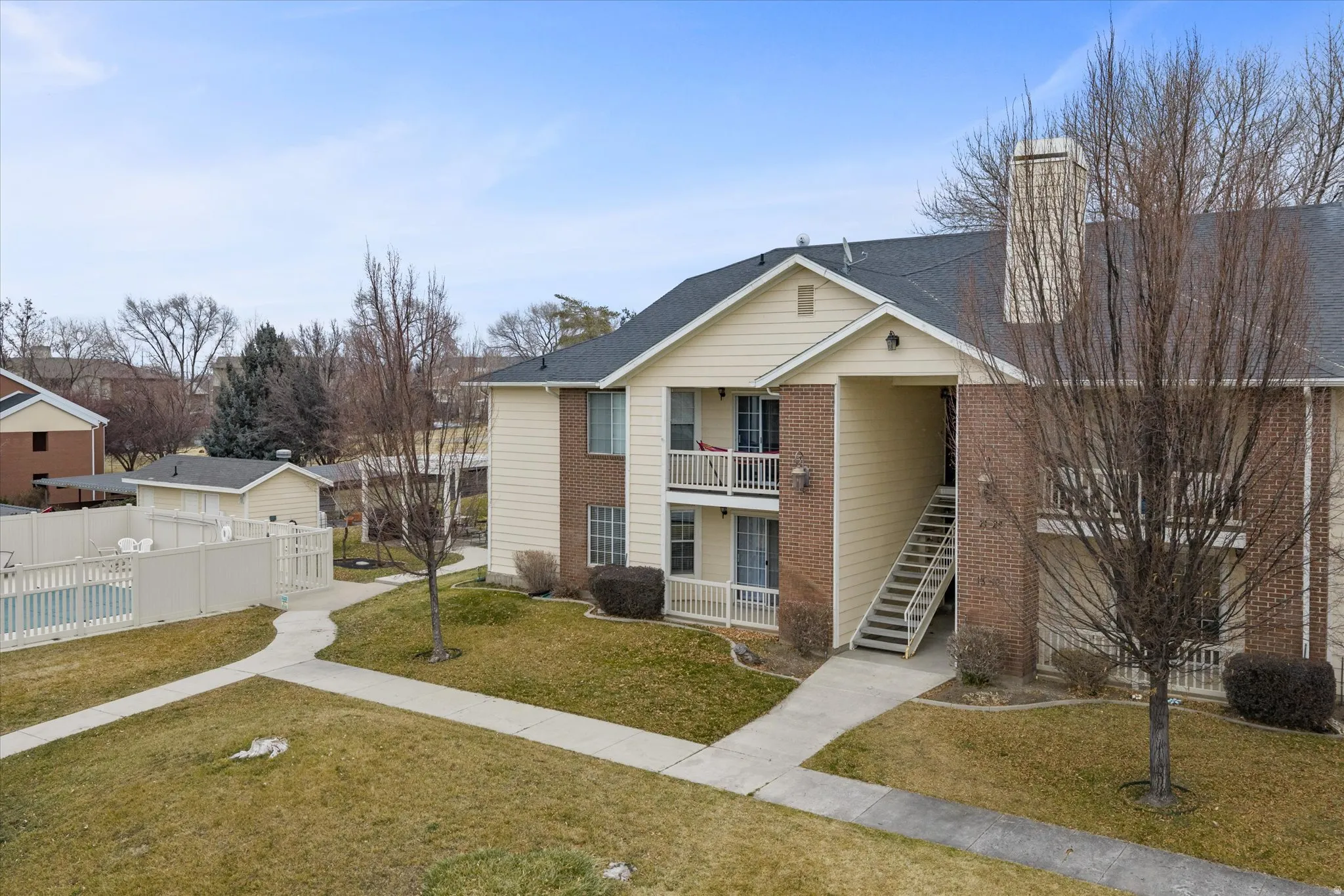 View of building exterior with stairs