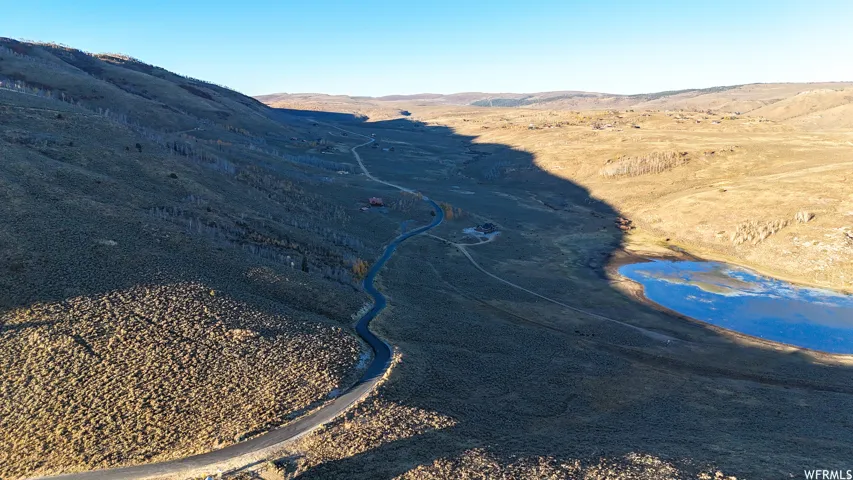 Drone / aerial view of a mountainous background