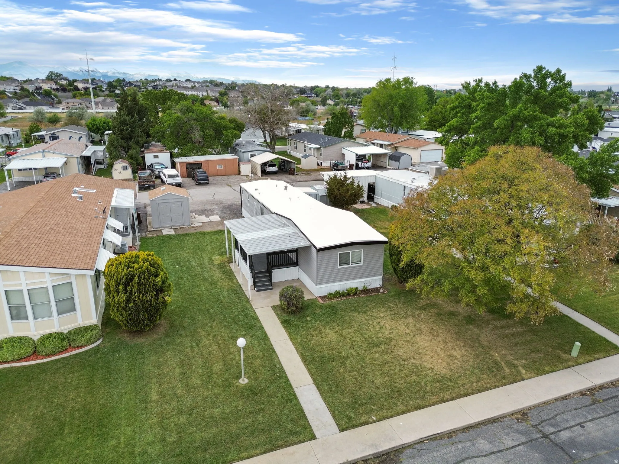 Aerial perspective of suburban area