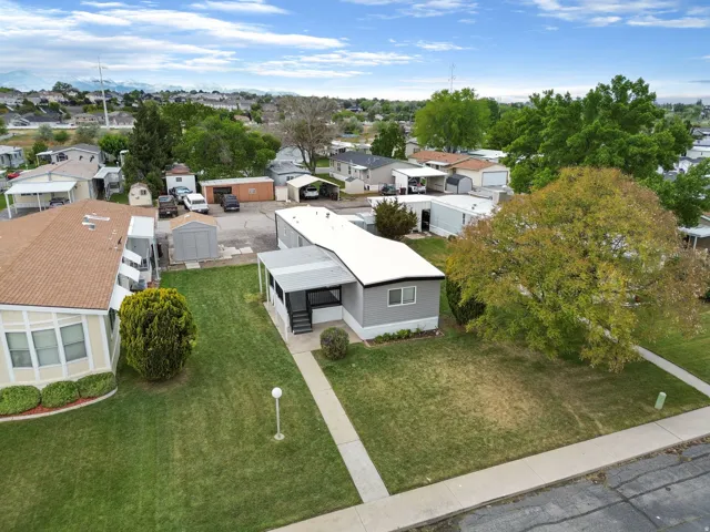 Aerial perspective of suburban area