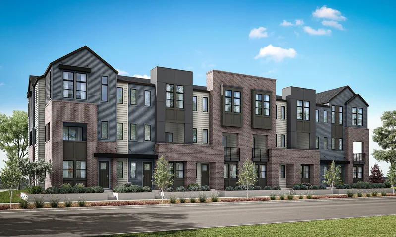 Exterior rendering of Urban Brownstone exterior.  Colors and features may vary