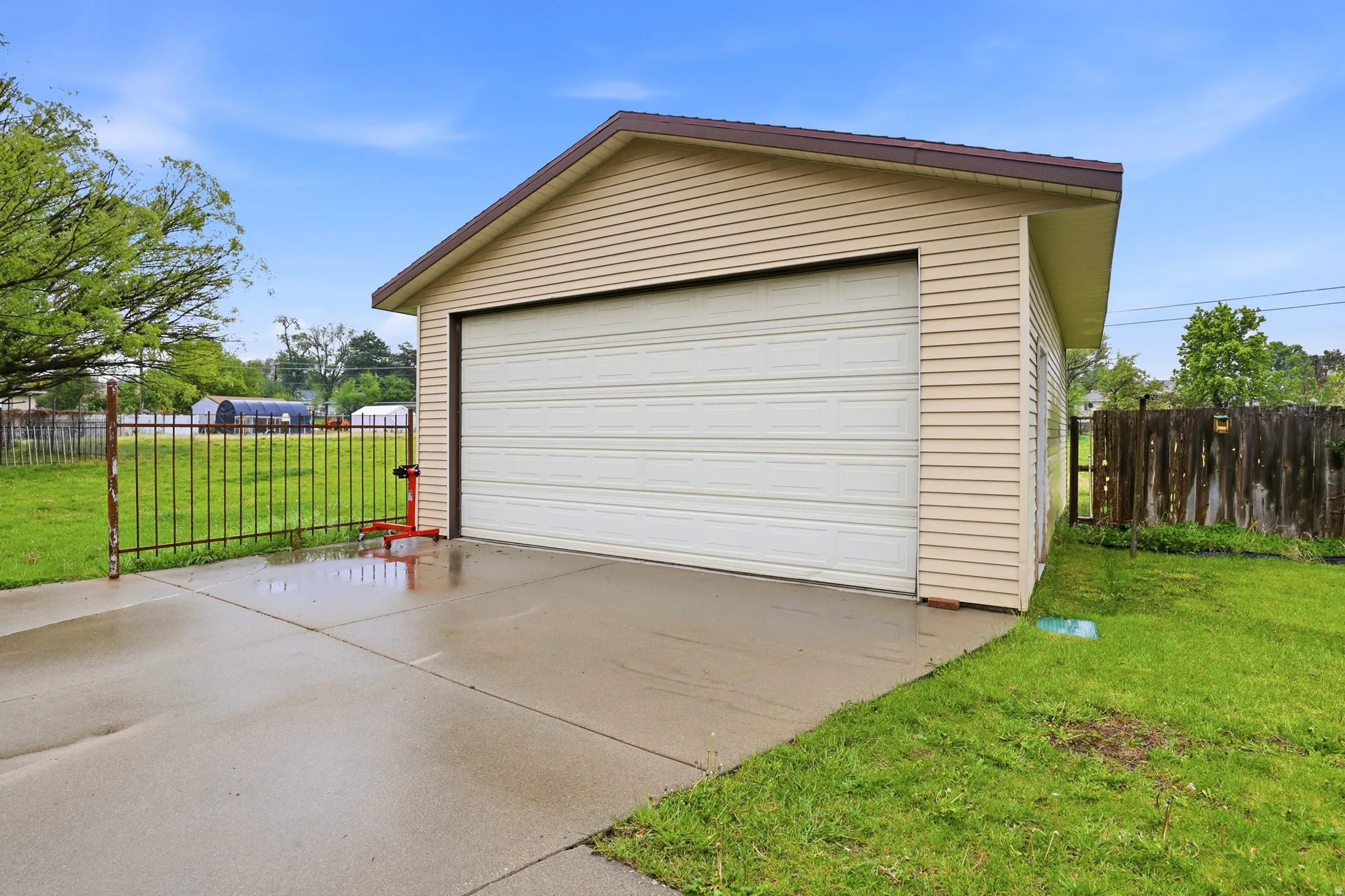 View of detached garage