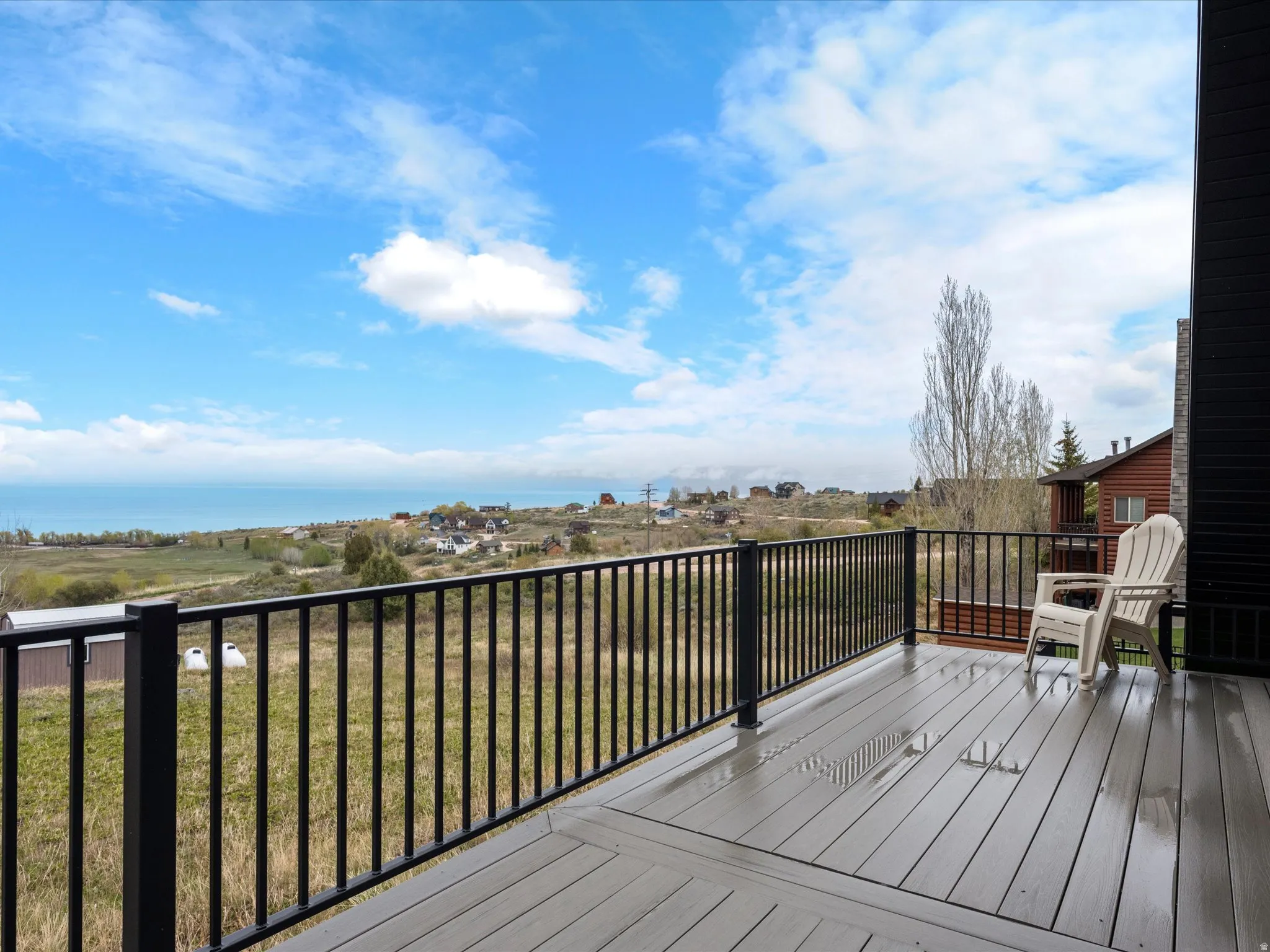 Wooden terrace with a water view
