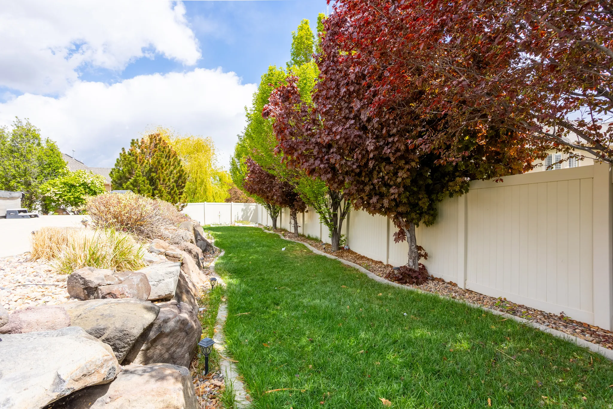View of fenced backyard