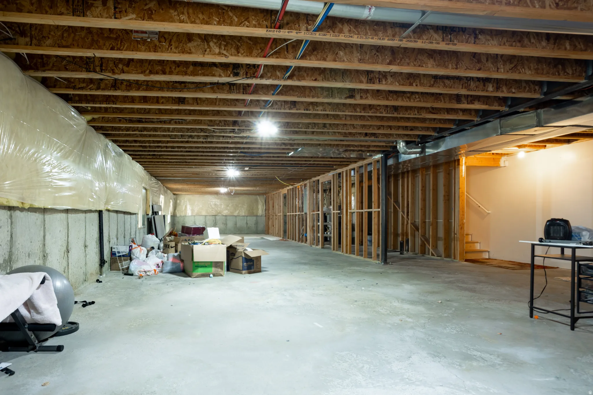 Unfinished below grade area with stairway