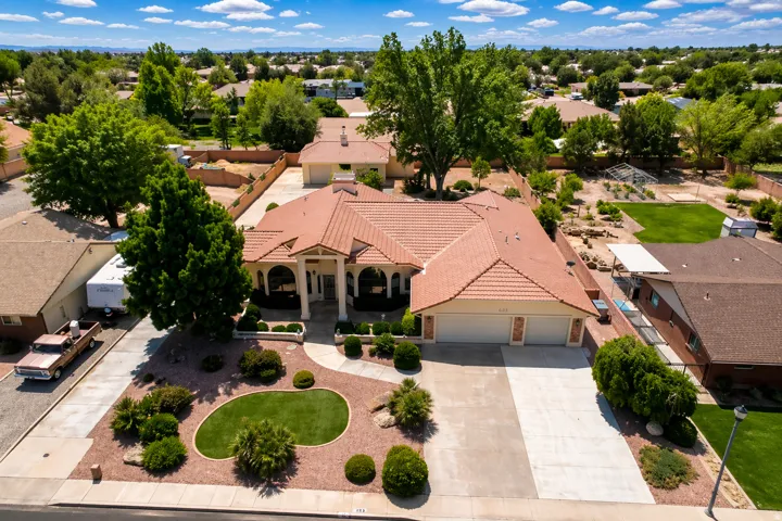 Aerial perspective of suburban area