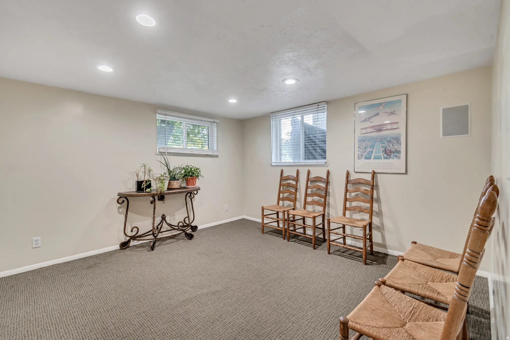 Lots of natural light in the family/theater room.