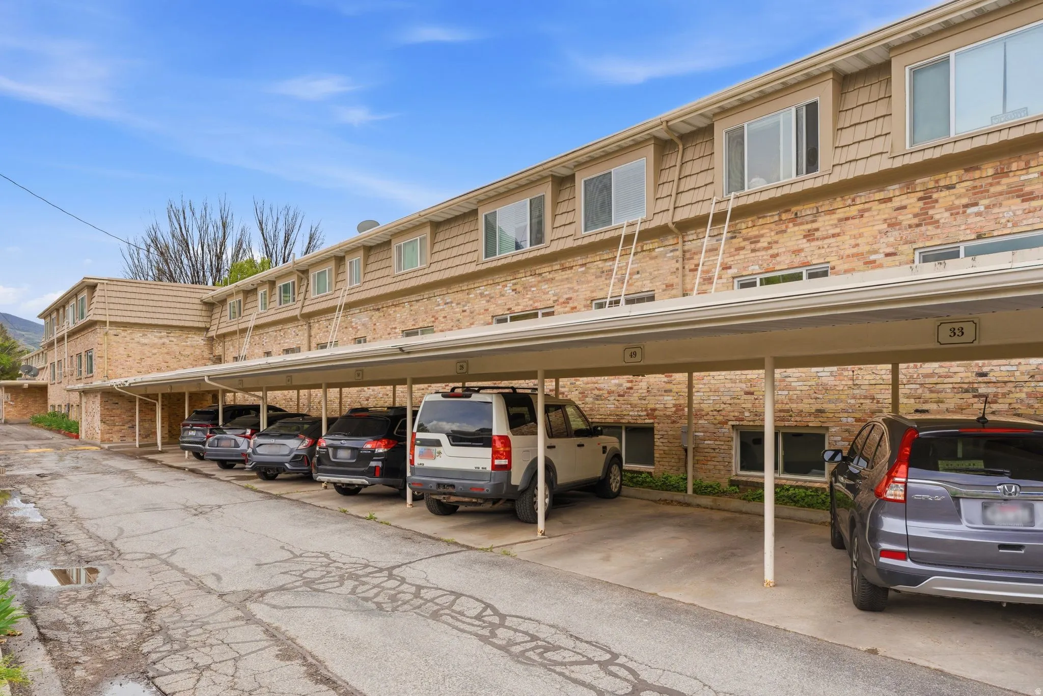 View of covered parking lot