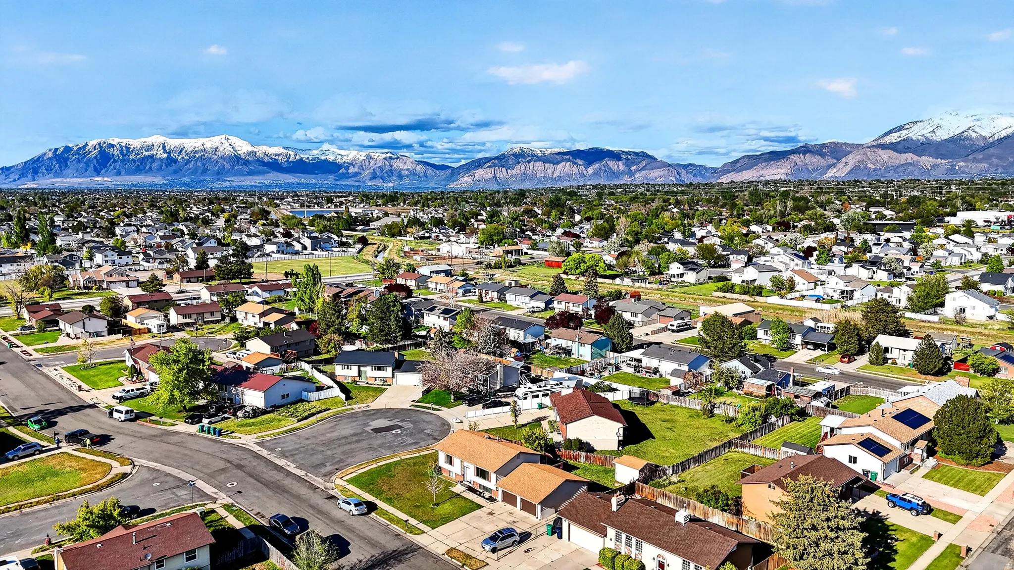 Aerial view of a mountain backdrop