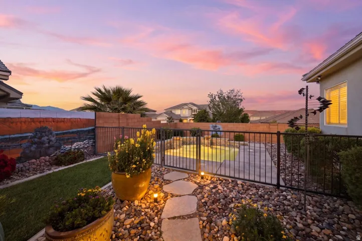 View of fenced backyard
