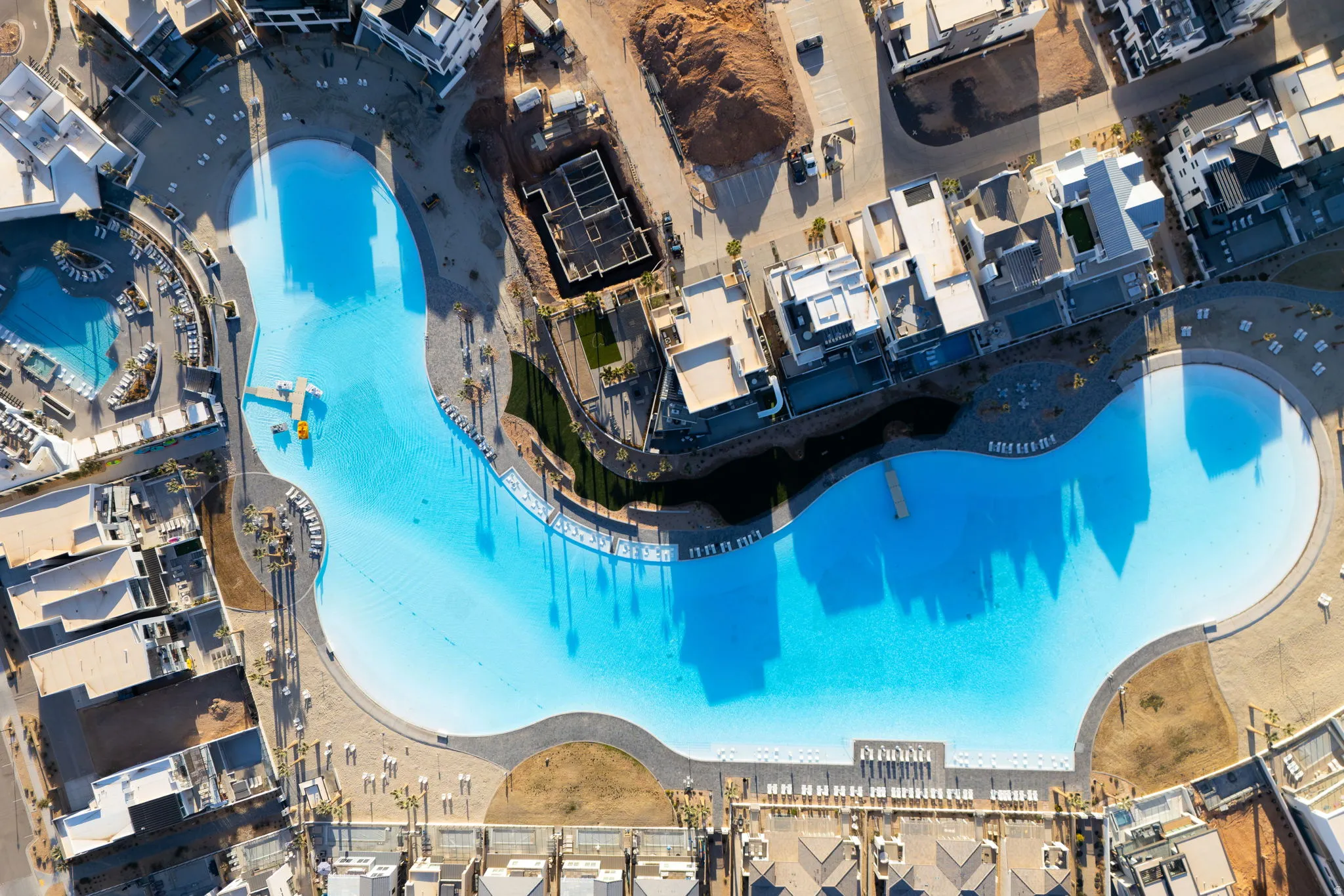 Aerial view of a pool