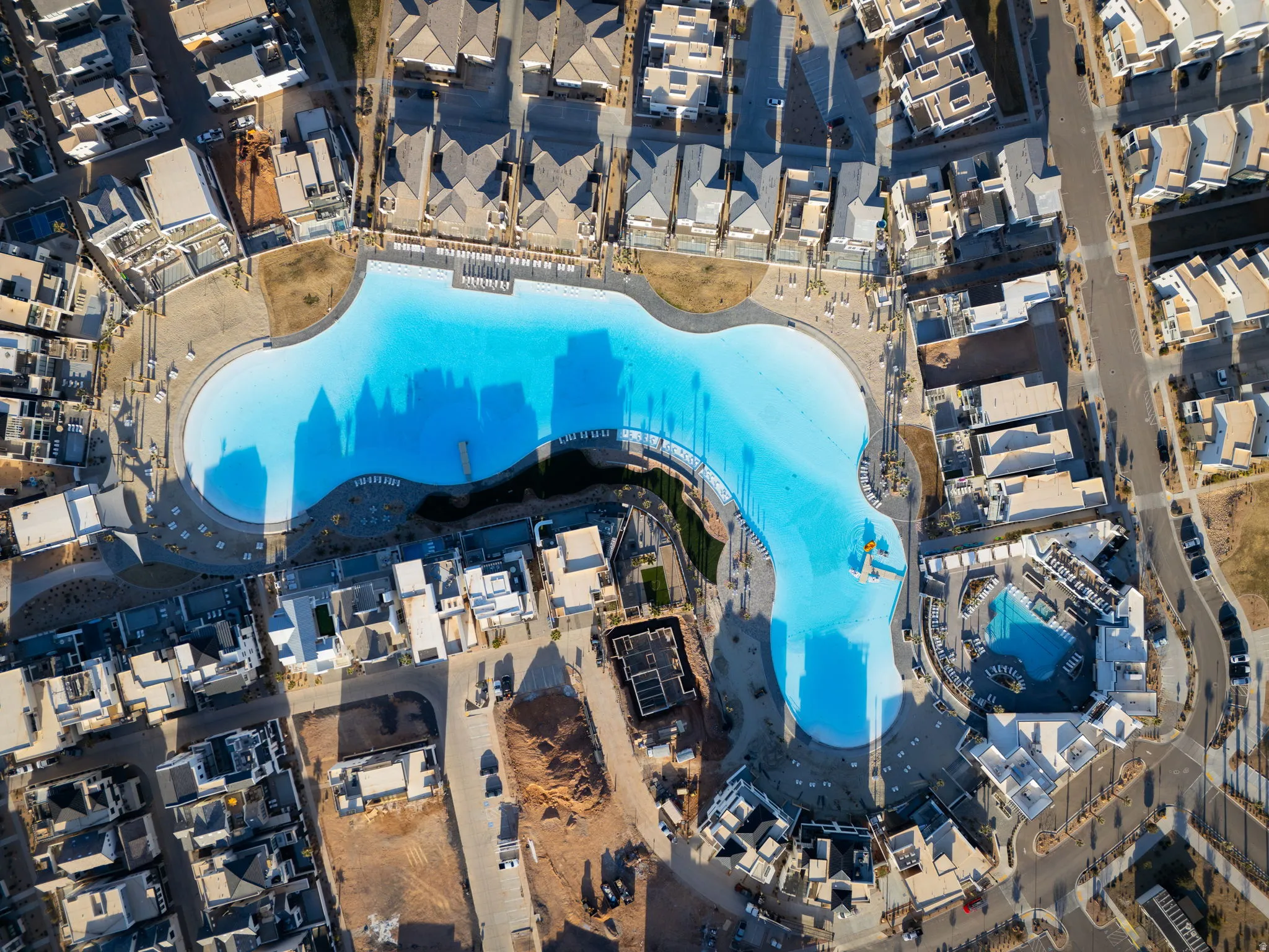 Aerial view of a pool