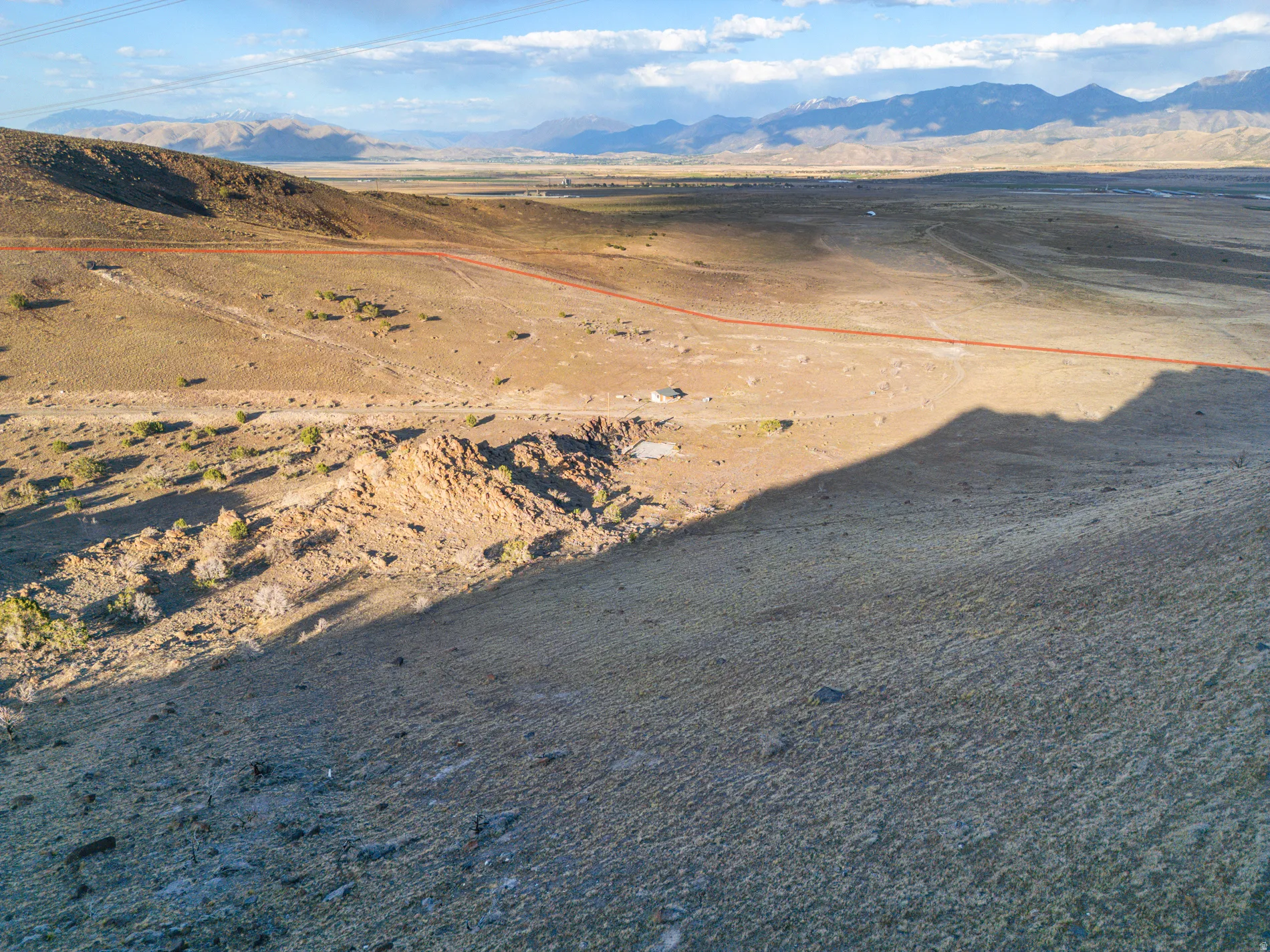 View of mountain background with a desert landscape and rural landscape