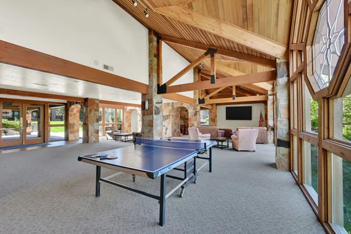 Clubhouse with seating and ping pong