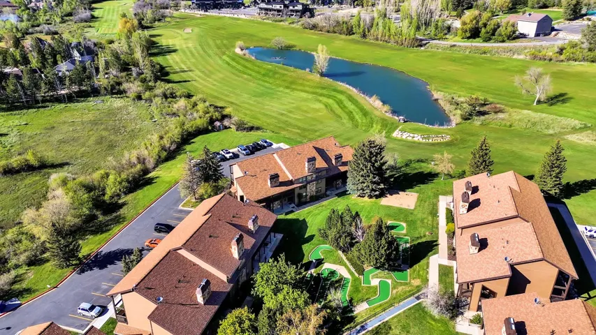 Aerial of building 4 with view of the course