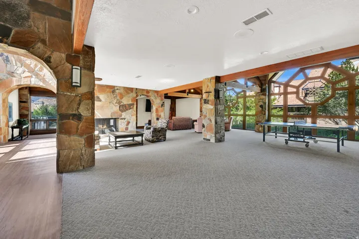 Clubhouse with seating and ping pong