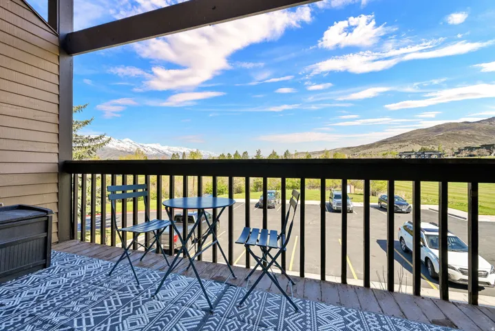Balcony with a mountain view