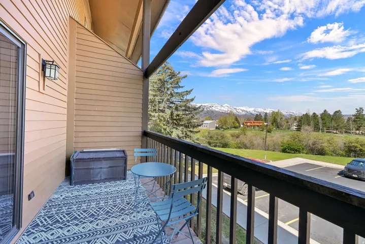 Balcony with a mountain view