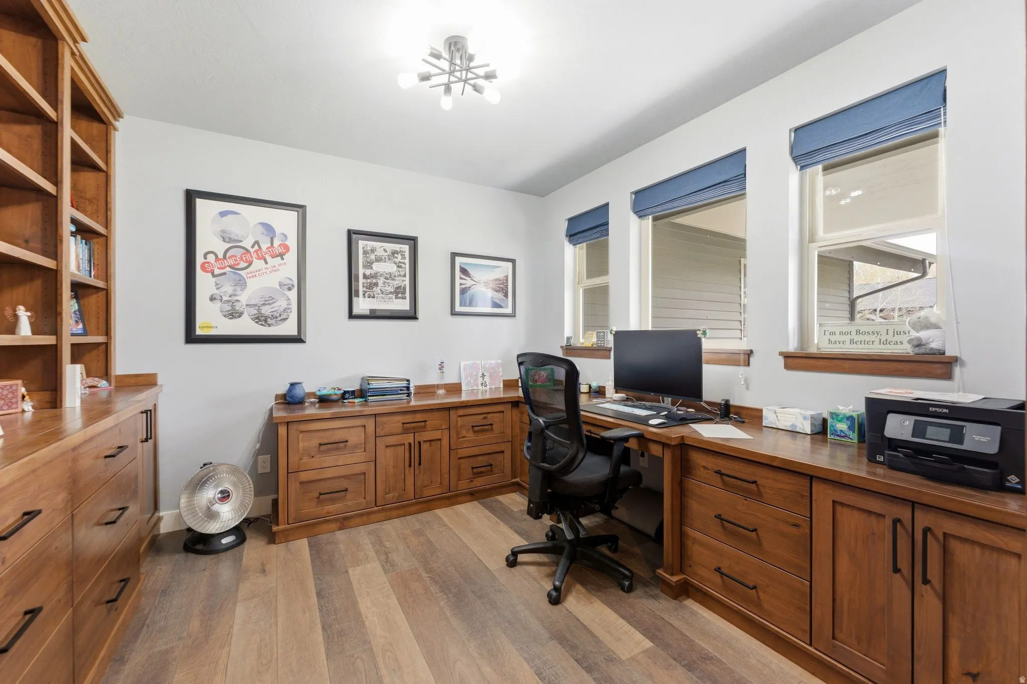 Office featuring light wood-style floors