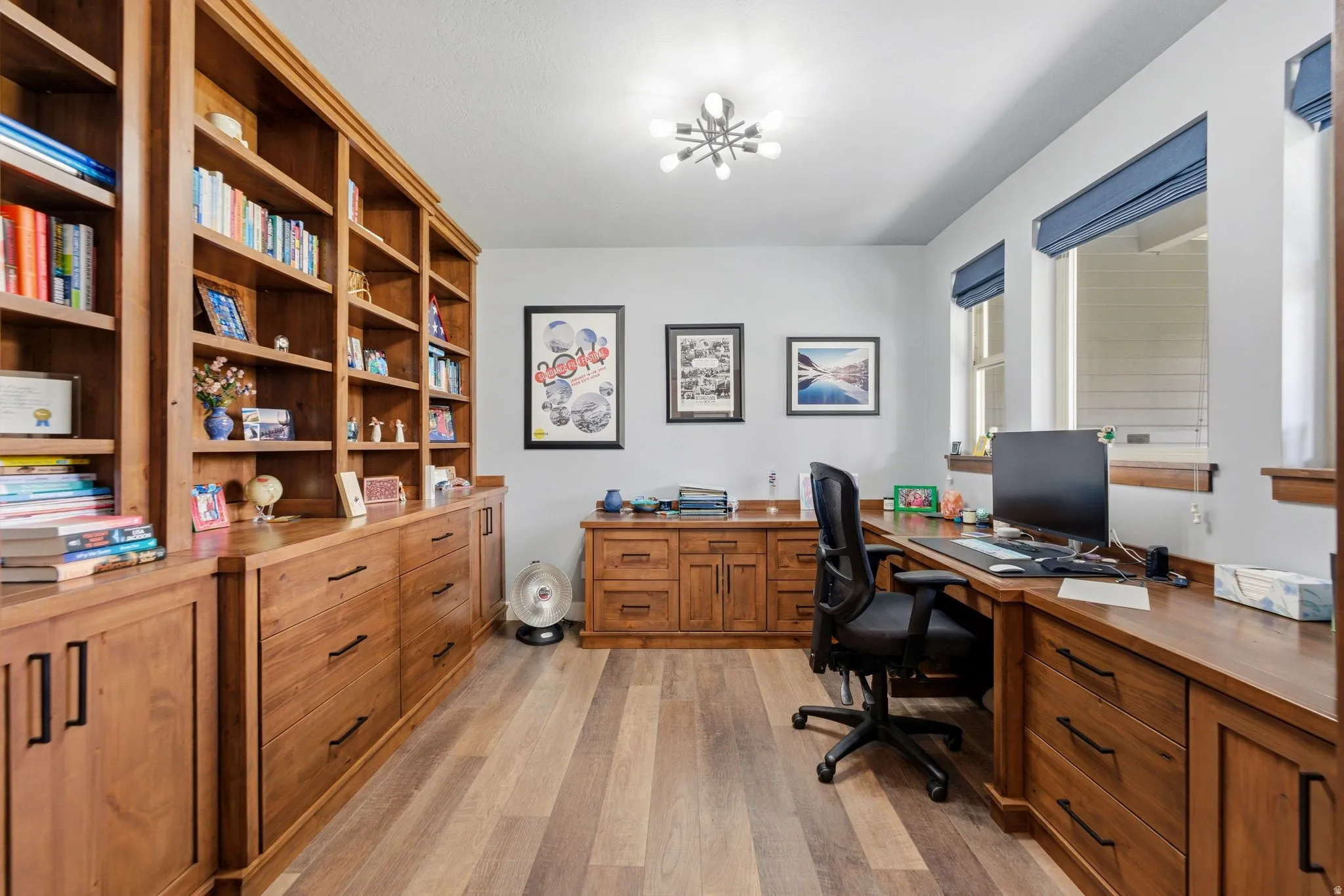 Office space featuring light wood-style flooring