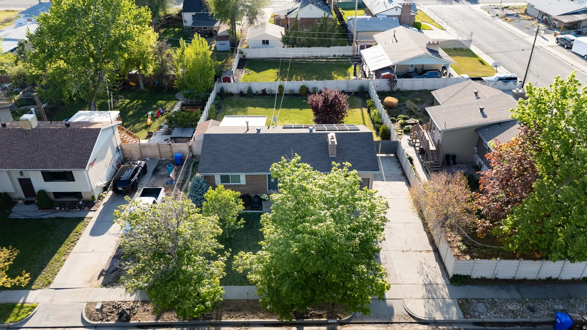 Aerial perspective of suburban area