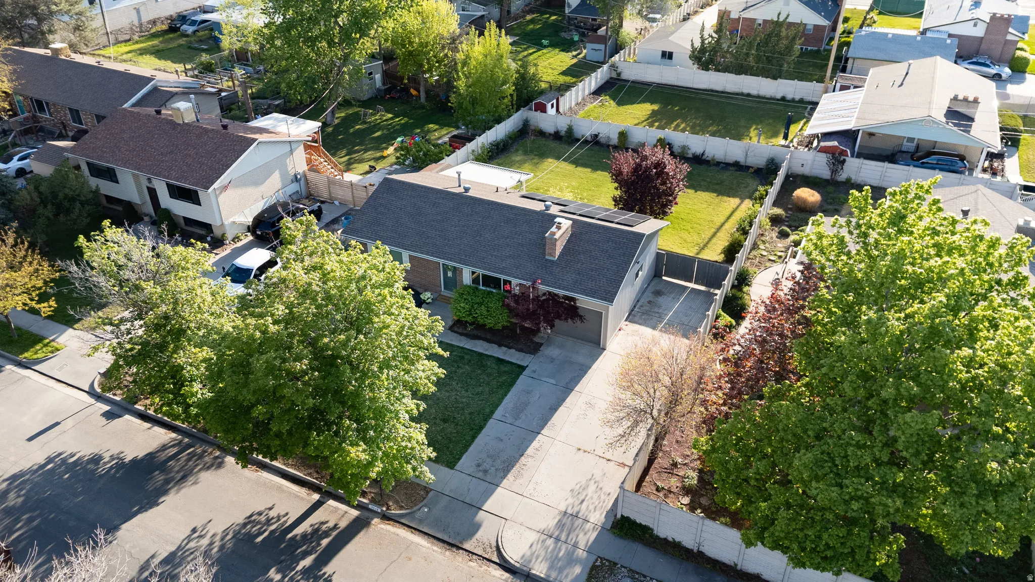 Aerial perspective of suburban area