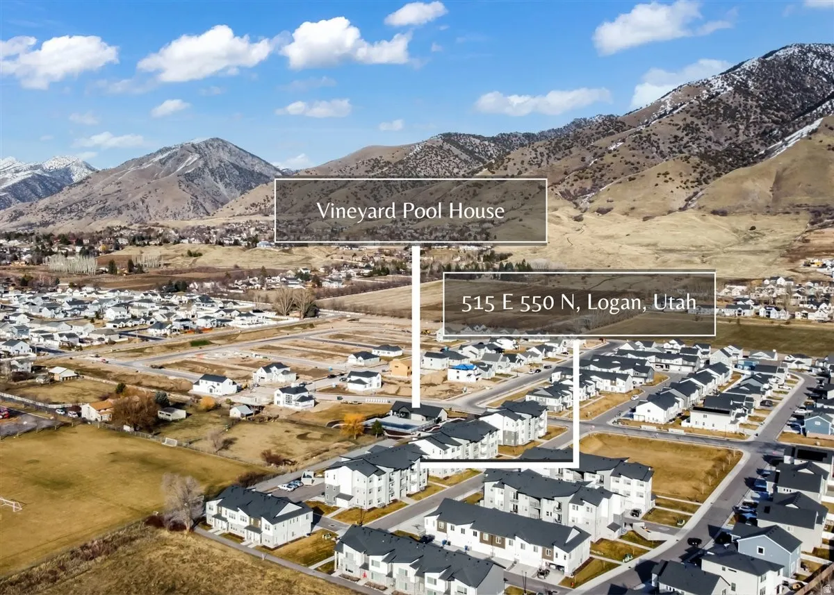 View of mountain background with nearby suburban area