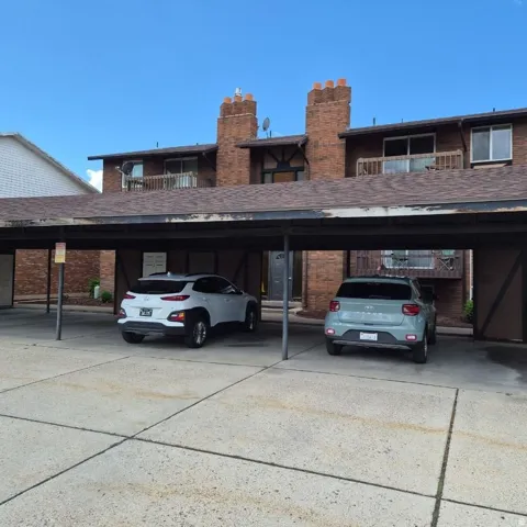 View of covered parking lot