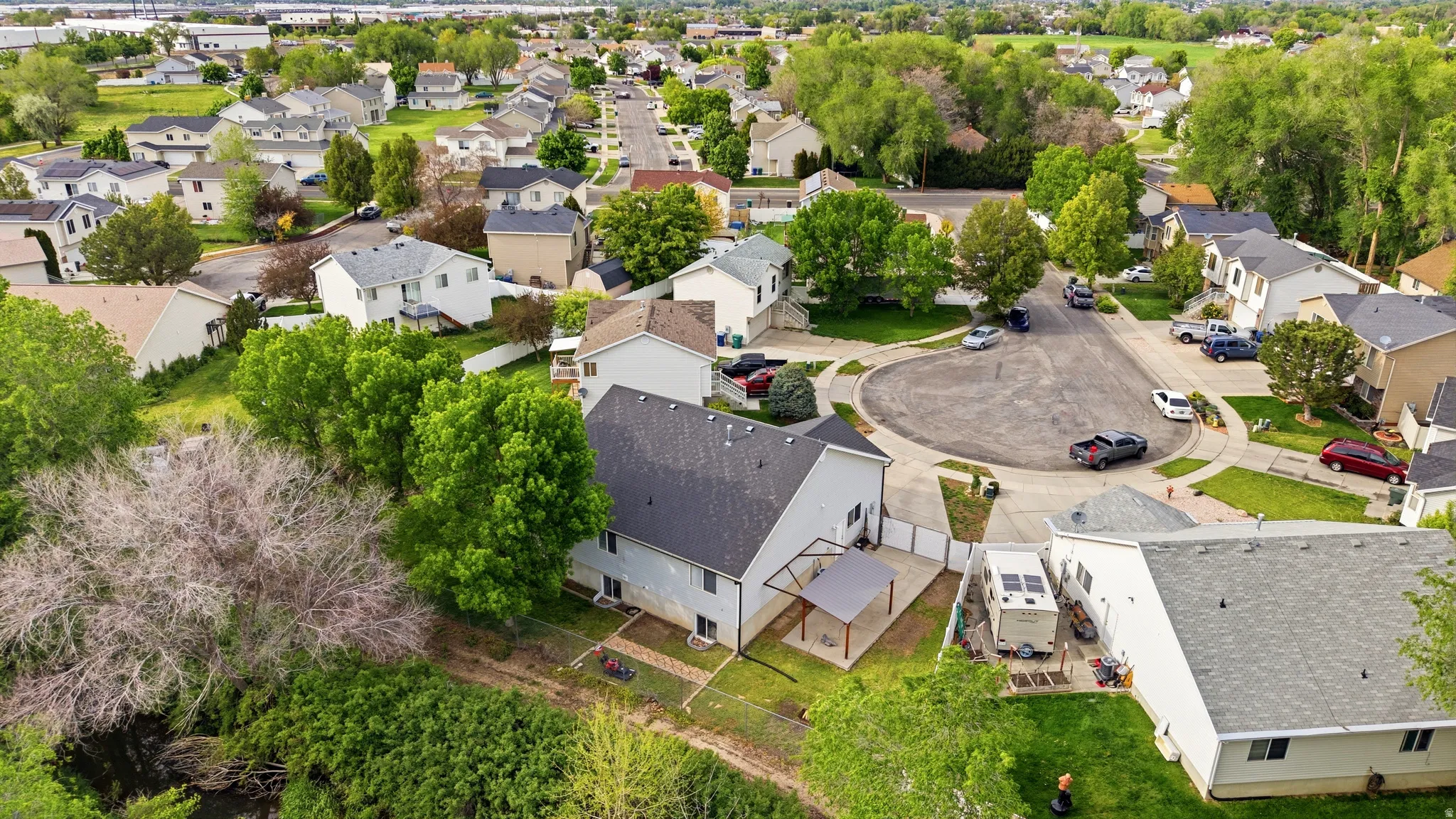 Aerial view of residential area