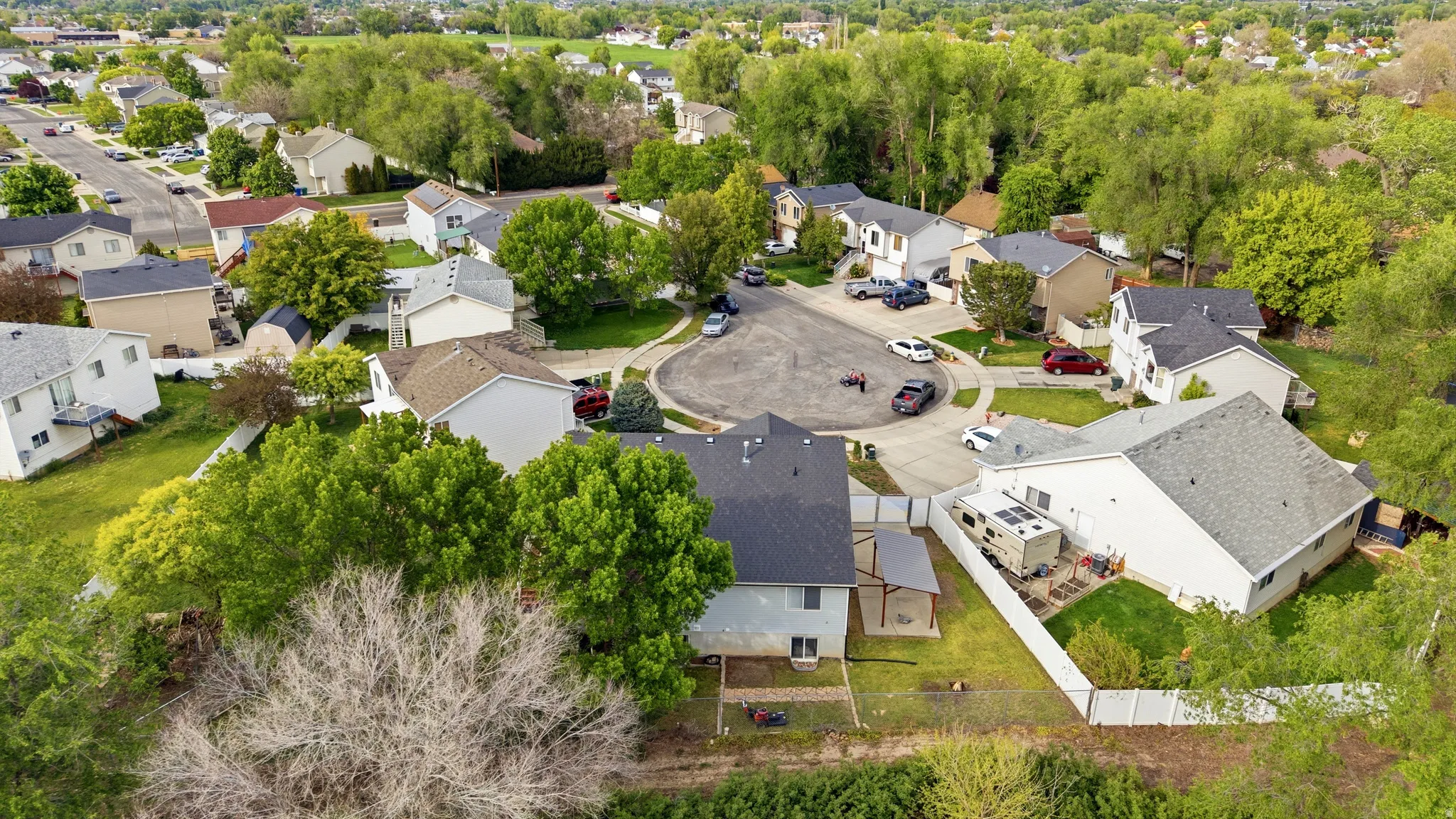 Aerial view of residential area
