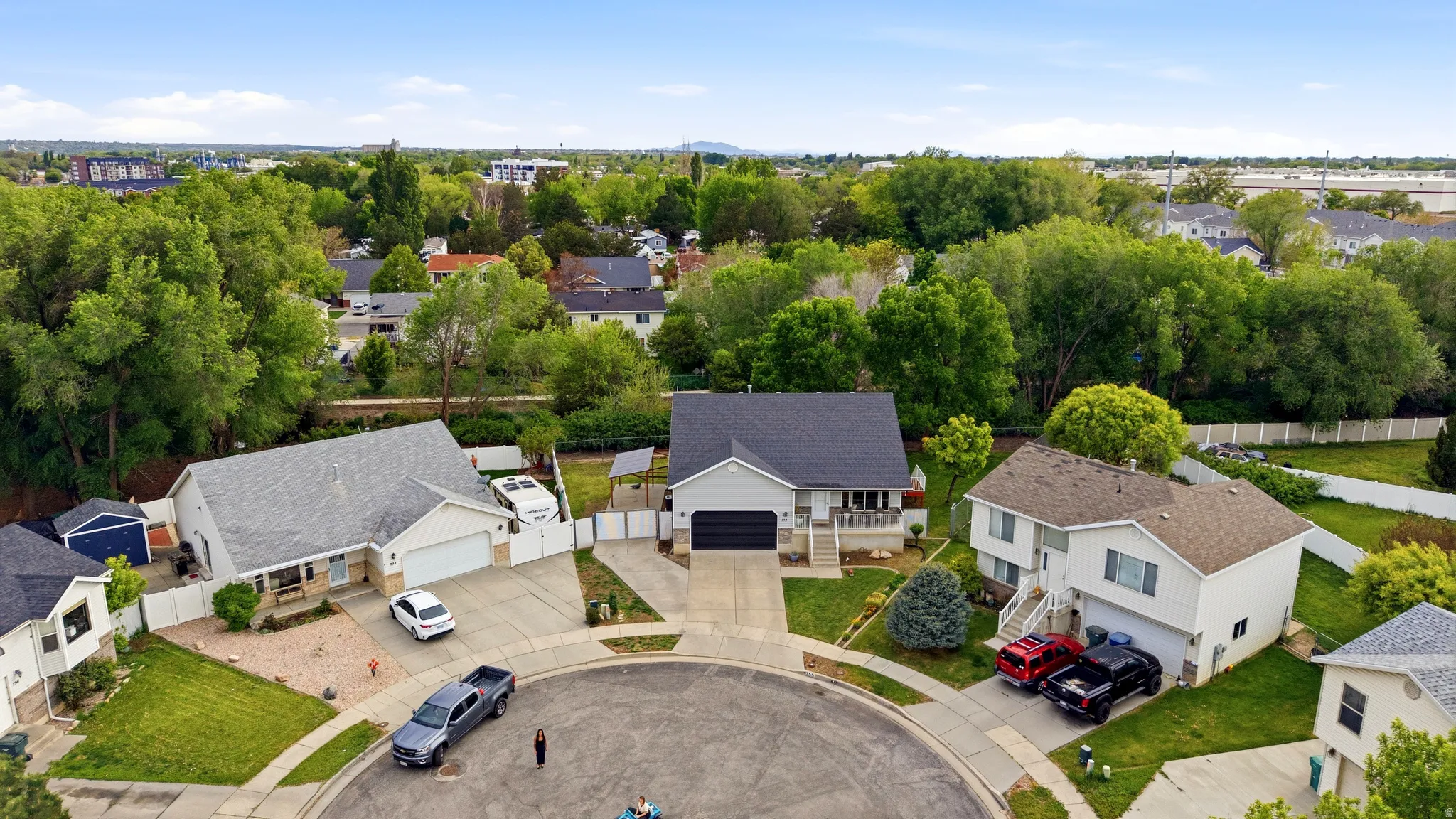 Aerial perspective of suburban area