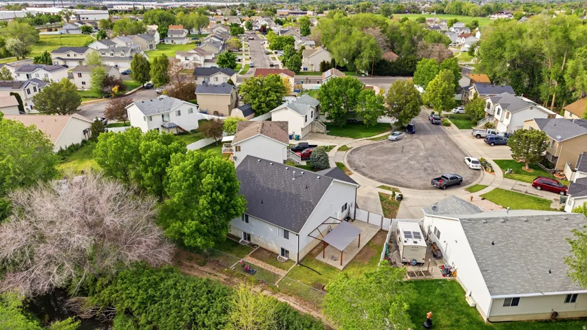 Aerial view of residential area