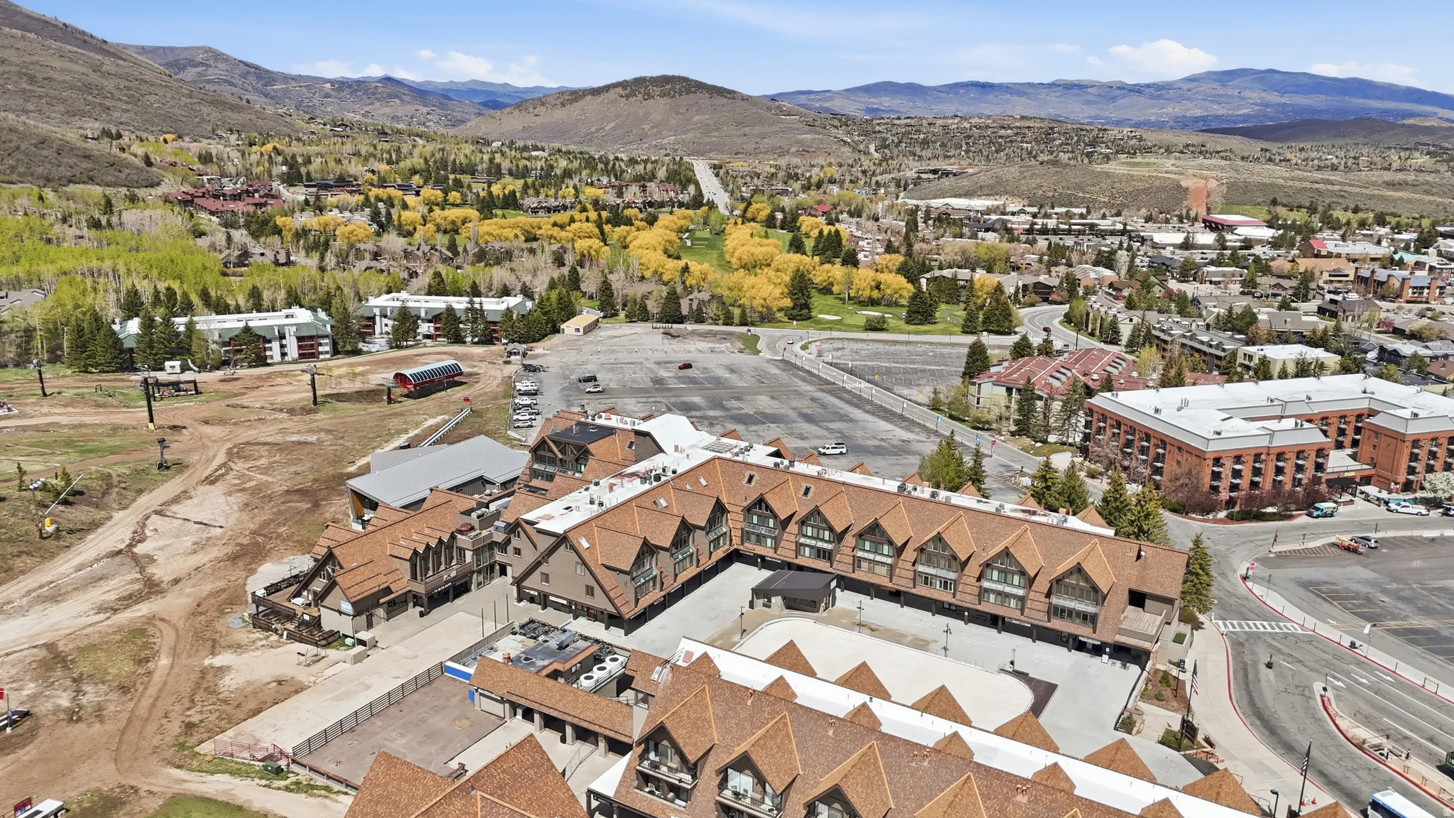 Aerial view of a mountainous background
